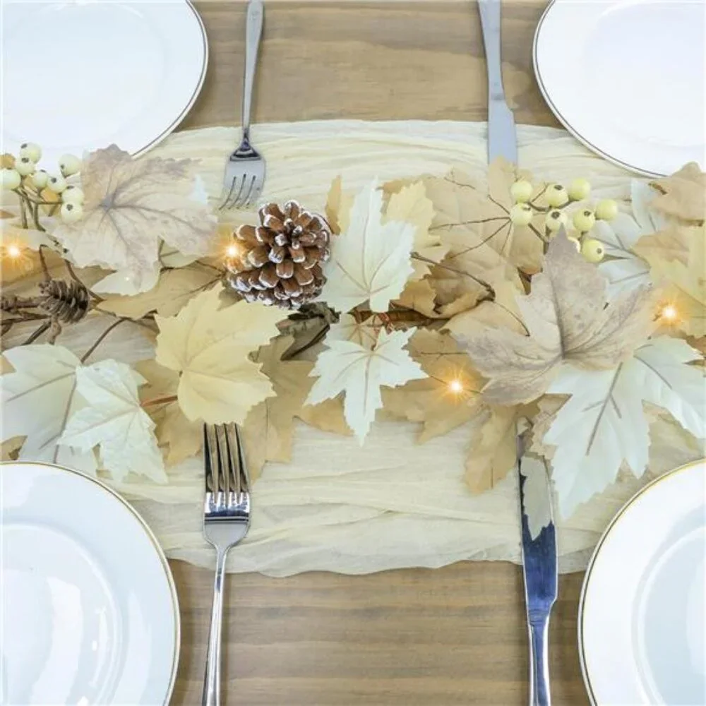 Fall Garland Maple Leaf with Lights 6FT, Hanging Vine Garland